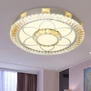 LED Clear Crystal Flush Ceiling Light Simple White Petal Bedroom Flush Mount Lamp