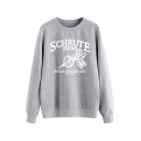 Womens Trendy Letter SCHRUTE FARMS Print Long Sleeve Loose Graphic Sweatshirt