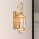 Lantern Wall Lighting Traditional Metal 1 Bulb Brass Sconce Light Fixture for Hallway