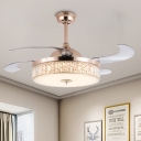 Round Ceiling Fan Light Modernist Crystal 15