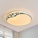 Metallic Apple Shape Ceiling Lamp Contemporary LED Sky Blue Flush Light in Warm/White/3 Color Light