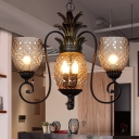 Frosted Prismatic Glass Black Hanging Chandelier Pineapple 5/7 Lights Classic Pendant Lamp for Dining Room