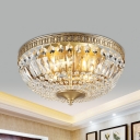 Contemporary Dome Flush Ceiling Light Clear Glass 4 Lights Living Room Flush Ceiling Light Fixture in Gold