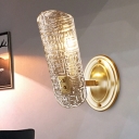 Clear Prism Crystal Shield Sconce Light Minimalist 1/2 Light Wall Light Fixture in Brass