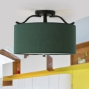 Fabric Green Semi Flush Light 16