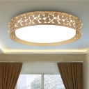 Gold Circle Flush Light Modernist LED Crystal Ceiling Mount Light Fixture with Acrylic Shade in Remote Control Stepless Dimming/3 Color Light
