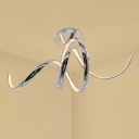 Chrome Spiral Flush Mount Contemporary LED Crystal Flush Ceiling Light for Dining Room in Warm/White Light