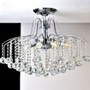 Chrome Cascade Ceiling Lighting Contemporary Faceted Crystal Ball LED Flush Mount Light