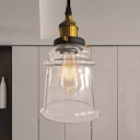 Clear Glass Bell Pendant Lamp Industrial Vintage 1 Light Height Adjustable Brass Finish Hanging Light Fixture