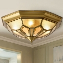 Metal Hemisphere Flush Mount Lamp Vintage 4 Heads Ceiling Mounted Light in Brass for Dining Room