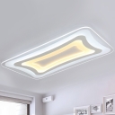 Rectangular Flush Mount Light Contemporary Thin Acrylic LED White Ceiling Light Fixture in Warm/White Light