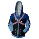 Popular Anime Character Cosplay Blue Long Sleeve Zip Placket Casual Sports Hoodie