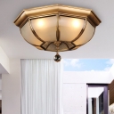 Dome Flush Light Fixture Postmodern Frosted Glass 3/4 Heads Brass LED Ceiling Lamp with Crystal Drop