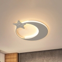 White Moon and Star Flush Mounted Light Modernism Led Ceiling Flush Light in Warm/White Light