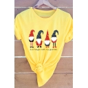 Funny Letter JUST HANGIN WITH MY GNOMIES Print Short Sleeve Casual Graphic Tee
