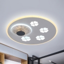 Modernist Clover Pattern Ceiling Lighting Acrylic LED Grey and White Flushmount Light with Crystal Element