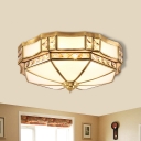 Traditional 3/4/6 Lights Flush Lamp White Glass Yurt Shape Ceiling Flush Mount with Crystal Accent