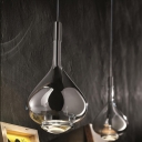 Teardrop Dining Room Hanging Ceiling Light Modern Rose Gold/Clear/Gray Glass 1 Light Pendant Lamp