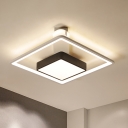 Modernism Square Ceiling Light Warm/White Light Metal Led Flush Mount Lighting in Black, 16