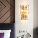 Linear Living Room Wall Lighting Fixture Modern Style Crystal 2 Lights Gold Sconce