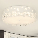 Round Flushmount Lighting with Crystal Decoration Modern 3 Bulbs Ceiling Mounted Light in White