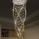 5 Bulbs Spiral Flush Mount Modernist Crystal Close to Ceiling Lighting in Nickel