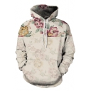 Fashion Unisex Hooded Rose Floral 3D Print Long Sleeve Hoodie