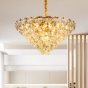 Geometric Crystal Cone Hanging Light Fixture Simple Style 8 Heads Chandelier Light in Gold