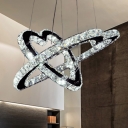 Heart Crystal Block Hanging Light Modernism Stainless-Steel LED Chandelier Light in Warm/White Light, 14