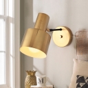 Round Iron Wall Lamp Modernist 1 Bulb Gold Finish Wall Sconce Light with Swivel Arm