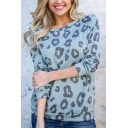New Fashionable Leopard Printed Long Sleeve Loose Sweatshirt Casual Top