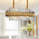 Oval Clear Crystal Glass Hanging Light Kit Traditional 10 Heads Dining Room Chandelier Lamp