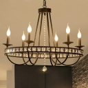 Industrial Candle Chandelier Lamp 6/8 Lights Metal Living Room Pendant Light in Black