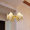 Flaky Cluster Ceiling Light Modern Metallic 6 Lights Golden Pendant Lamp with Crystal Accents