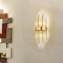 Gold Layered Sconce Light Fixture Modern Crystal 2-Light Indoor Wall Mounted Lighting