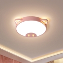 Pink/Blue Pig Ceiling Mounted Fixture Cartoon Acrylic LED Flush Ceiling Light in Warm/White Light, 19.5