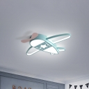 Pink/Blue Plane Flushmount Lighting Metal Modernism LED Flush Mount Lamp in Warm/White Light, 19.5