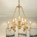 9 Lights Suspension Lamp Country Style Candle Metal Ceiling Chandelier in Bronze/Gold, 22