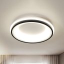 LED Bedroom Flush Mount Light Nordic Black Ceiling Lamp with Drum Metallic Frame in Warm/White Light/Remote Control Stepless Dimming