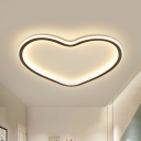 Love Shape Ceiling Flush Mount Light Minimal Silica Gel LED Black Flushmount in Warm/White/3 Color Light