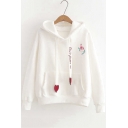 Chic Letter Heart Ribbon Flamingo Printed Long Sleeve Casual Loose Hoodie