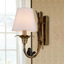 Country Candle Style Sconce Light Fixture 1 Bulb Metal Wall Mount Lighting in Brass for Bedroom