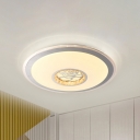 Clear Crystal Convex Round Ceiling Light Minimalist LED White Flush Mount Light with Rose Design
