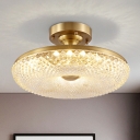 Modernist LED Ceiling Lighting Gold Round Semi-Flush Mount with Crystal Shade for Bedroom