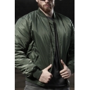 Hot Popular Simple Plain Long Sleeve Zip Up Stand Collar Slim Fit Classic Bomber Jacket