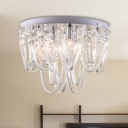 Crystal Tiered Flush Mount Traditionary 6/9 Bulbs Nickel Ceiling Light Fixture with Round Canopy