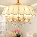 Fabric Beige Chandelier Light Fixture Scalloped 5 Heads Traditional Ceiling Light for Bedroom