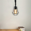 Metal Black Sconce Lamp Caged 1 Light Industrial Style Wall Mounted Light Fixture