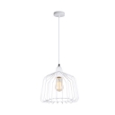 Wire-Cage Metal Drop Pendant Contemporary 1 Light White Hanging Ceiling Light for Bedroom