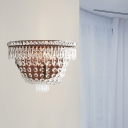 Crystal Brown Wall Mount Lighting Beaded 1 Light Traditional Sconce Light for Bedroom